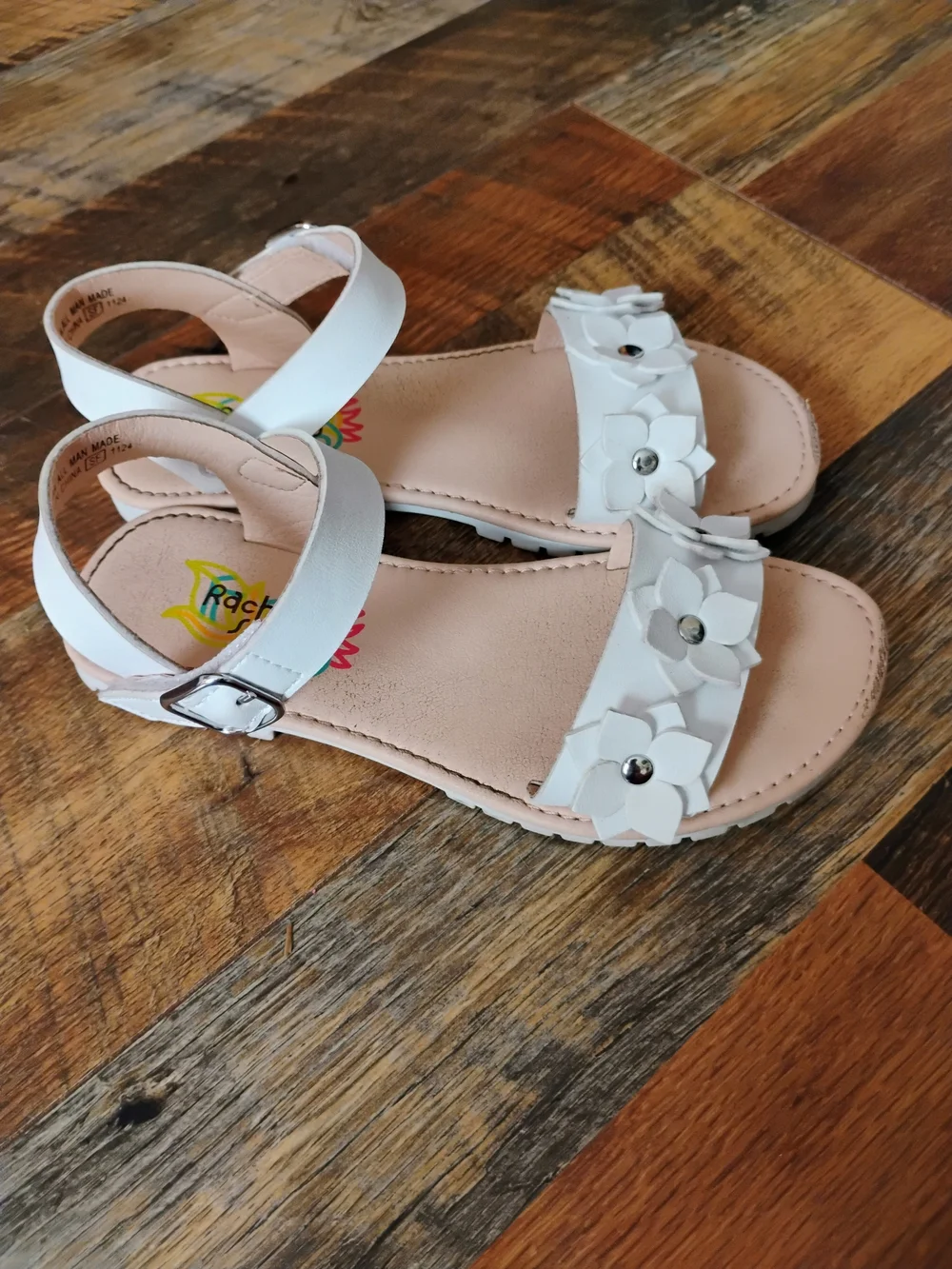 Rachel Shoes Girls' White Elora Sandals Size 13